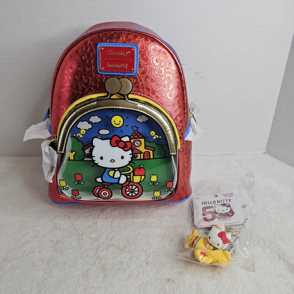 NEW Loungefly Hello Kitty 50th Anniversary Sanrio Red Metallic Mini Backpack